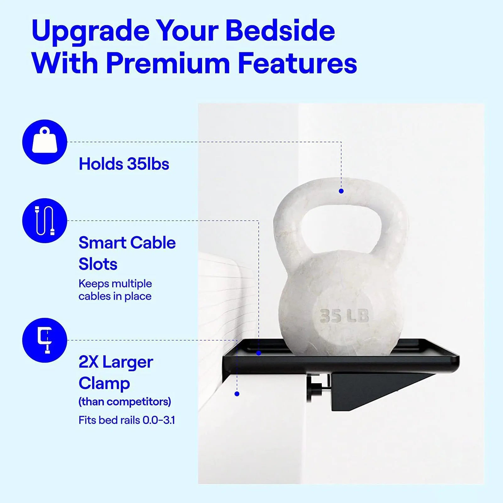 Clip-On Bedside Shelf – Easy Storage & Cable Organizer